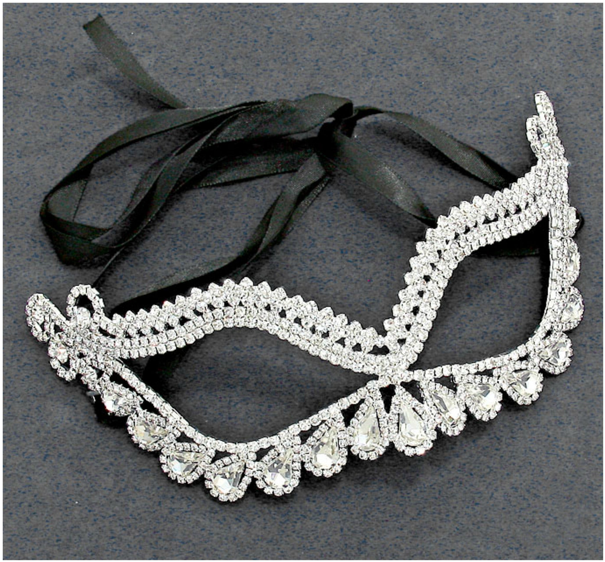 Itica Tear Drop Halo Masquerade Mask | Silver | Crystal - Beloved Sparkles
- 1